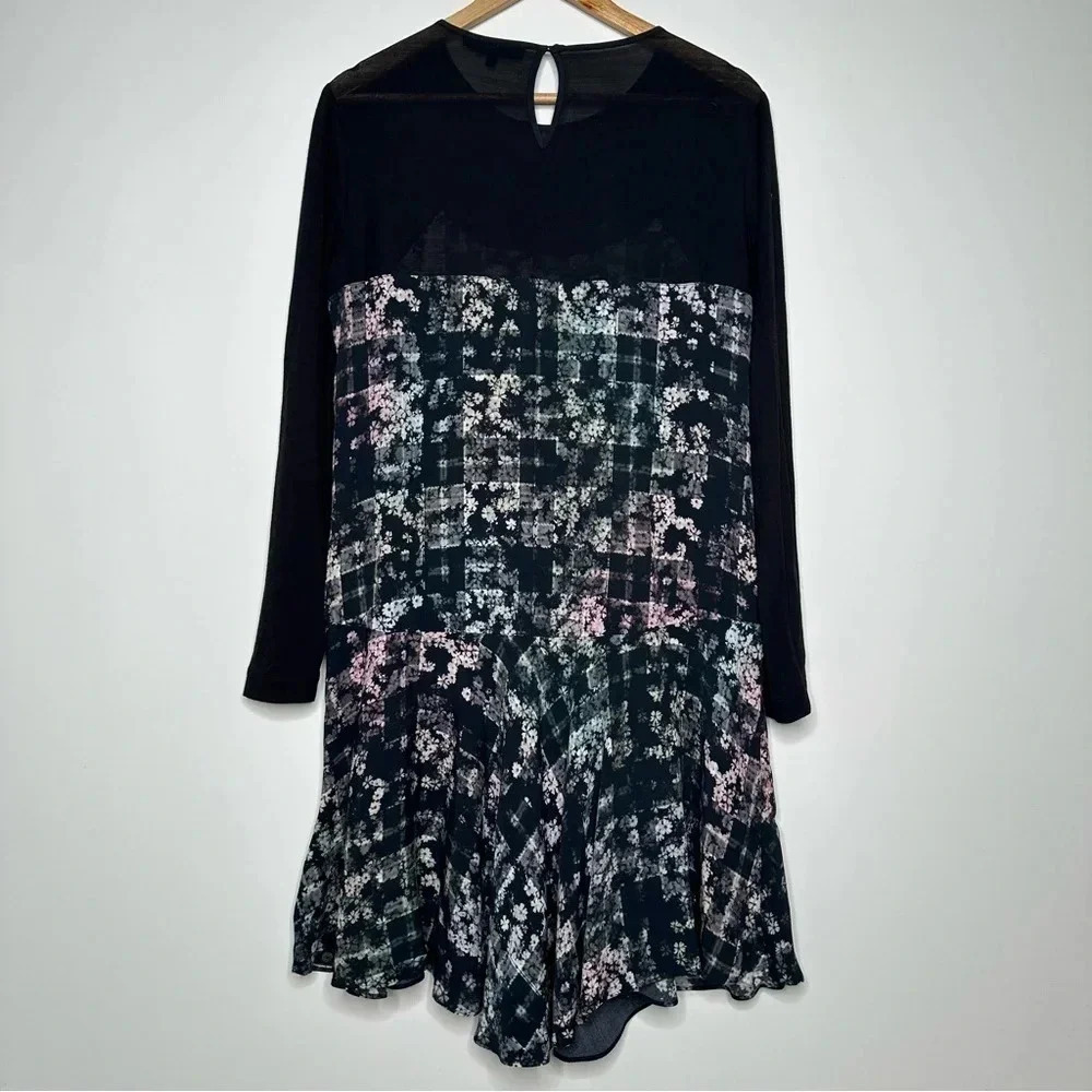 Tibi Floral Fields Silk/Wool Blend Long-Sleeve Ruffled Asymmetric Dress Size 6 - Picture 8 of 11